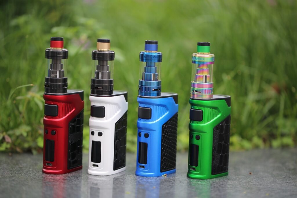 Four different vapes and electronic cigarettes